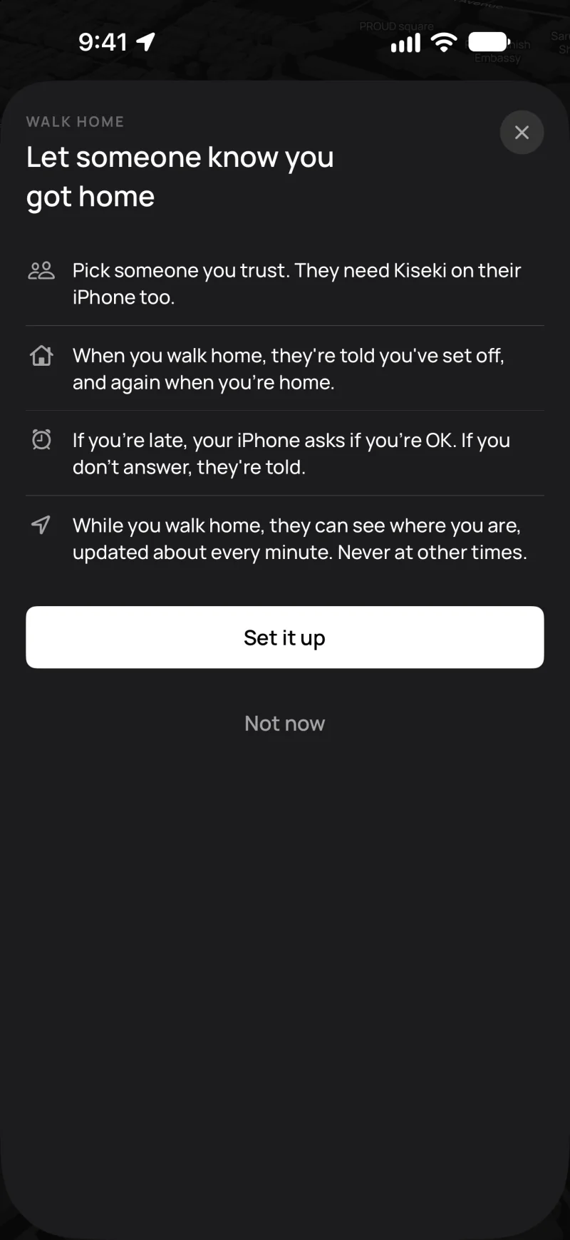 Walk home explained in four lines before you set it up